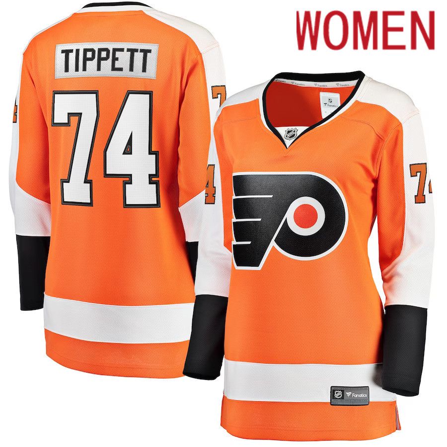 Women Philadelphia Flyers 74 Owen Tippett Fanatics Branded Orange Home Breakaway Player NHL Jersey